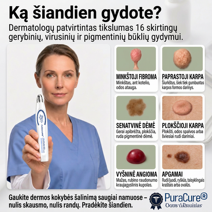 PuraCure® 👩‍⚕️ 7 dienų odos išaugų ir dėmių šalinimo pieštukas – neskausmingas, be randų, profesionalus ritininis aplikatorius