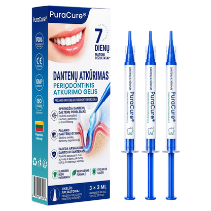 🦷 𝐏𝐮𝐫𝐚𝐂𝐮𝐫𝐞® DANTENŲ ATKŪRIMAS – Periodonto audinių regeneracijos gelis 🧂