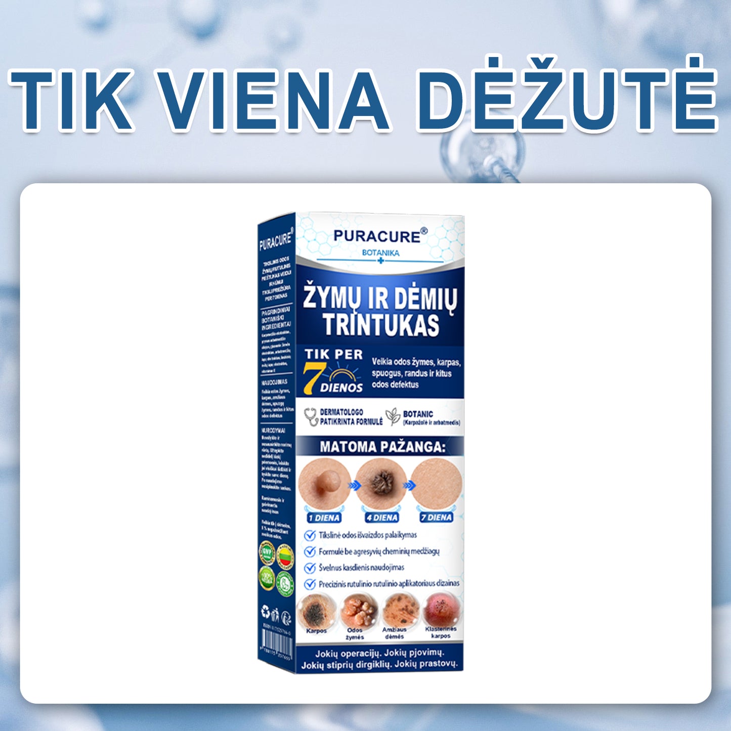 PuraCure® 👩‍⚕️ 7 dienų odos išaugų ir dėmių šalinimo pieštukas – neskausmingas, be randų, profesionalus ritininis aplikatorius
