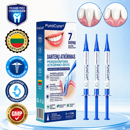 🦷 𝐏𝐮𝐫𝐚𝐂𝐮𝐫𝐞® DANTENŲ ATKŪRIMAS – Periodonto audinių regeneracijos gelis 🧂